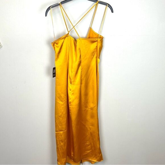 Express Golden Yellow Midi Twist Slip Dress S NWT - Picture 4 of 6